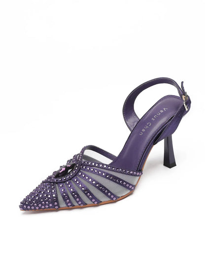 Elegant Fruit Green Women's Heels and Rhinestone Handbag Set - Italian Design for Weddings and Parties