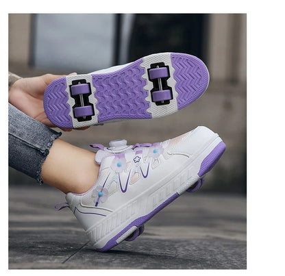 HeelysChildren's small flower decorated four-wheel roller skating sports shoe breathable roller skating girls shoes holidaygifts