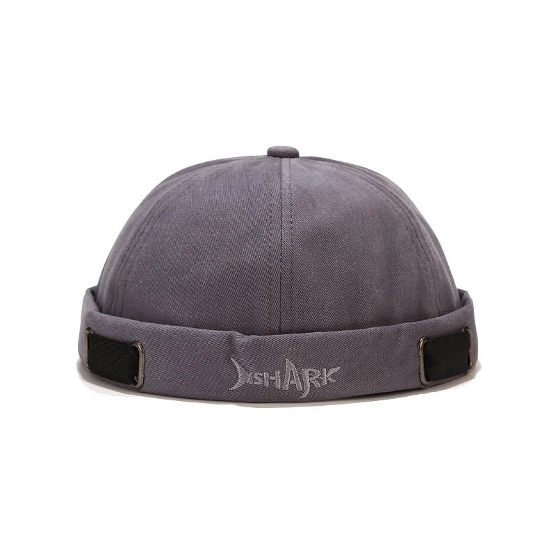 Embroidery Docker Cap Without Visor Shark Letter Brimless Caps Beanies Dome Adjustable Skullcap Solid Color Fashion Hat
