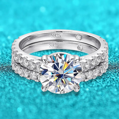 18k Plated 0.6-4.2CT All Moissanite Rings for Women Sparkly Luxury Wedding Diamond Band 100% 925 Sterling Silver Jewelry