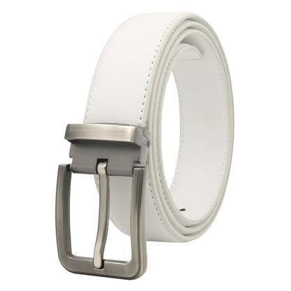Korean version Golf white leather belt Pin buckle youth pants casual belt original belt for men and women