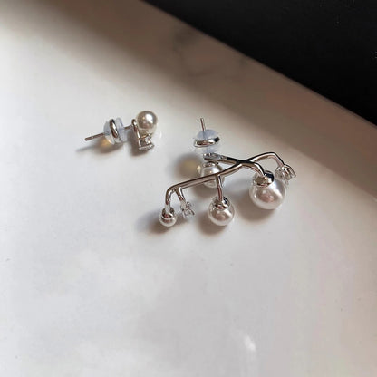 Light Luxury Imitation Pearl Stud Earrings Sweet Ear Stud For Women Fashion Party Wedding Brid Jewelry Gift