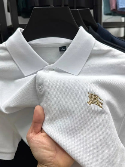 100% high-quality pure cotton men's summer polo T-shirt popular business commuting breathable cozy exquisite luxurious embroider