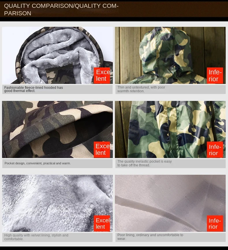 Men's Zip Up Hoodie camouflage Heavyweight Winter Sweatshirt Fleece Sherpa Lined Warm Jacket