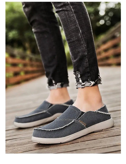 2024 Summer Men Canvas Shoes Espadrilles Breathable Casual Shoes Men Loafers Comfortable Ultralight Lazy Boat Shoes Big Size 47