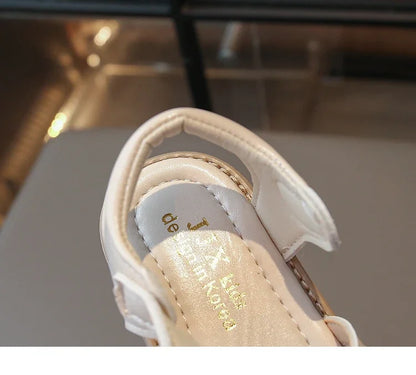 2025 New Summer Baby Girls Sandals Pu Leather Cartoon Strawberry Children's Beach Sandals Non-slip Sole Kids Shoes 21-30
