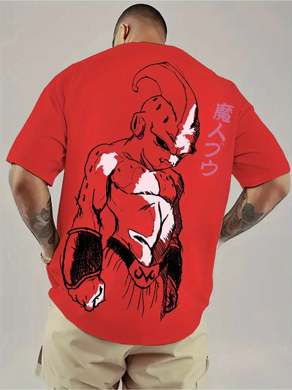 Dragon Ball Hot Blood Anime GOKU Majin Buu Impressão Periférica Verão Masculino e Feminino Camisetas Algodão Soltas Manga Curta