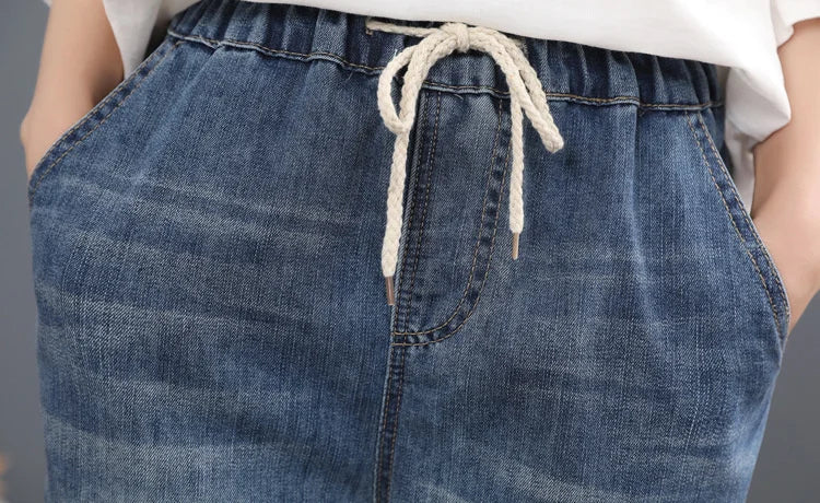 Summer Fashion Ladies Vintage Embroidery Jeans Women Casual Floral Denim Trousers Ripped Harem Pantalons
