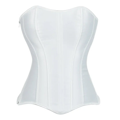 White Sexy Corsets Bustiers for Women Overbust Corset Top Corselet Satin Up Zipper Corsetto Shaper Gothic Korsett Black