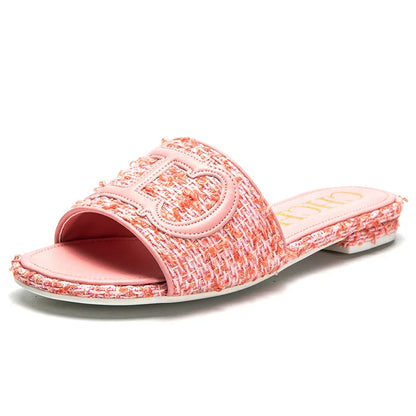 Women's Slippers New Fabric Fashion Flat Sandals Business Banquet Women's Shoes