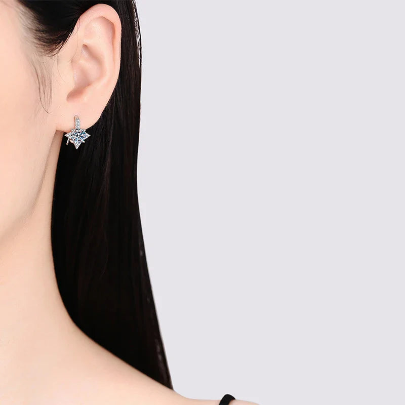 NeeTim 1ct 6.5mm Moissanite Earrings for Women S925 Sterling Silver with Gold Plated Diamond Earring Wedding Party Fine Jewelry