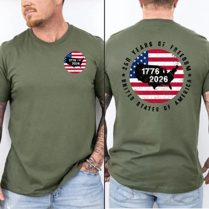 America 250th Anniversary Shirt Patriotism Independence Day TShirt 1776 2026 USA Map Flag Tee Men Women Casual Cotton Tops