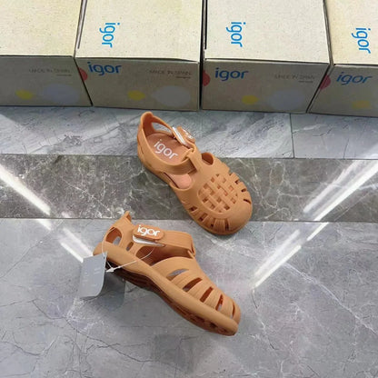 Boys Girls' Solid Color Casual Baotou Roman Sandals Baby Kids Jelly Beach Shoes Children's Soft Sole Non-slip Sandals SO125
