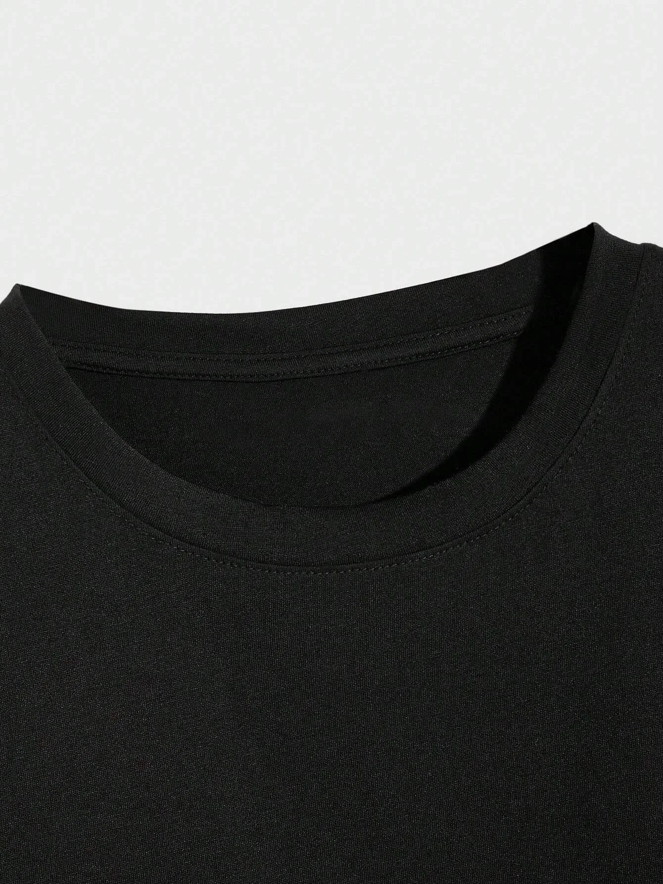 Tiger Letter Print Casual Commute 
 Mans Tshirt Fitting Breathable Tee Shirt Leisure Comfort Tee Clothing Round Neck Tops