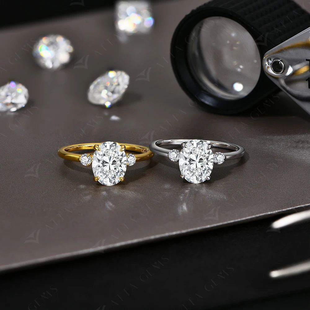 2CT Oval Cut Moissanite Solitaire Ring for Women Lab Grown VVS1 Diamond 9*7mm S925 Silver 18K Gold Wedding Fine Jewelry