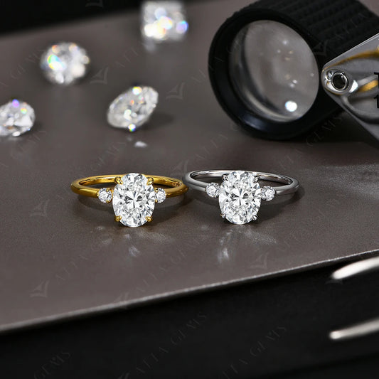 2CT Oval Cut Moissanite Solitaire Ring for Women Lab Grown VVS1 Diamond 9*7mm S925 Silver 18K Gold Wedding Fine Jewelry