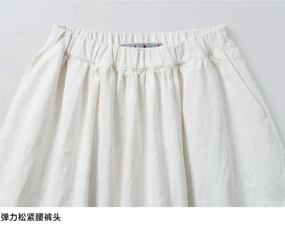 Artistic ruffled half skirt for women, imakokoni 2026 spring forest style white midi skirt, versatile 265387