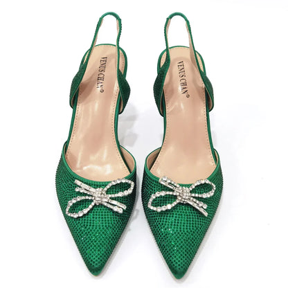 Fashionable Party Shoes and Bags Nigerian Women’s Party Suit Medium Heel Pointed Toe Women’s Shoes and Same Color Bags