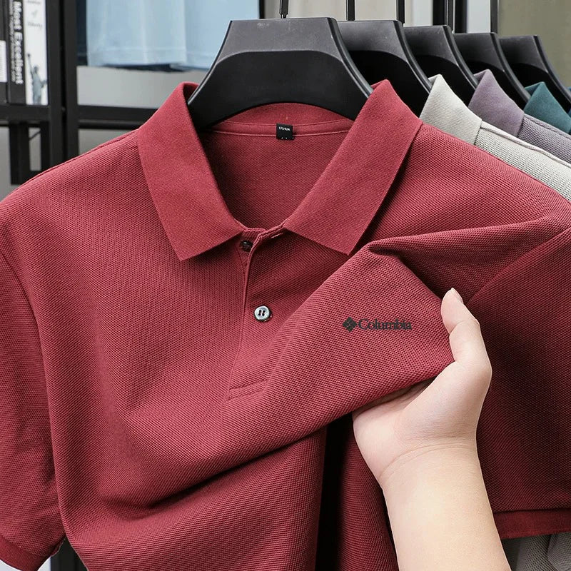 High end brand polo shirt letter printed men's short sleeved 100% cotton comfortable breathable casual 2026 summer new T-shirt