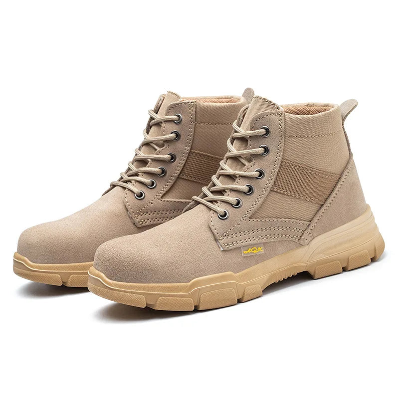 Men's Winter Wool Velvet Cotton Safety Work Shoes High Top Steel Toe Insulated Labor Protection Construction Shoes