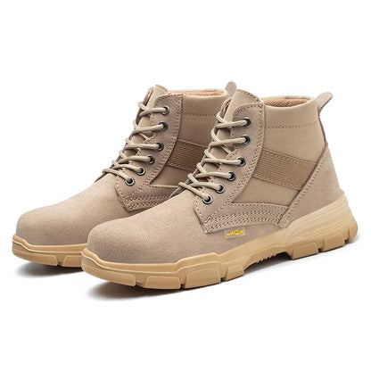 Men's Winter Wool Velvet Cotton Safety Work Shoes High Top Steel Toe Insulated Labor Protection Construction Shoes