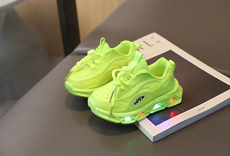Baby Shoes 2025 Spring Autumn New Boys and Girls Light Up Clunky Sneaker Small and Medium-sized Children's Soft Soled Baby Shoes