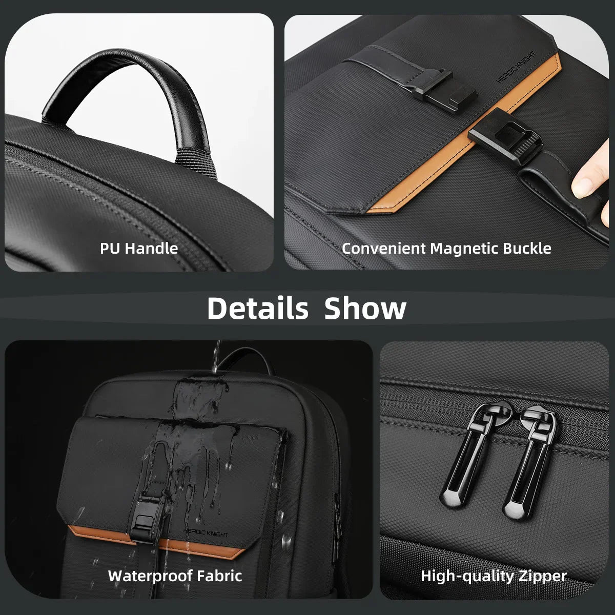 Stylish Business Backpack for Men Waterproof 15.6 inch Flap Laptop Backpack Multiple Pockets Casual Daypack for Work School