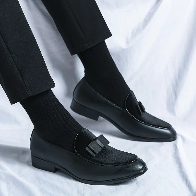 Social Leather Men British Business shoes Men Brogue Shoe Wedding Men's Dress Formal Shoes Large Size 48 Bow Loafers Male