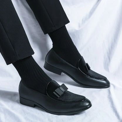 Social Leather Men British Business shoes Men Brogue Shoe Wedding Men's Dress Formal Shoes Large Size 48 Bow Loafers Male