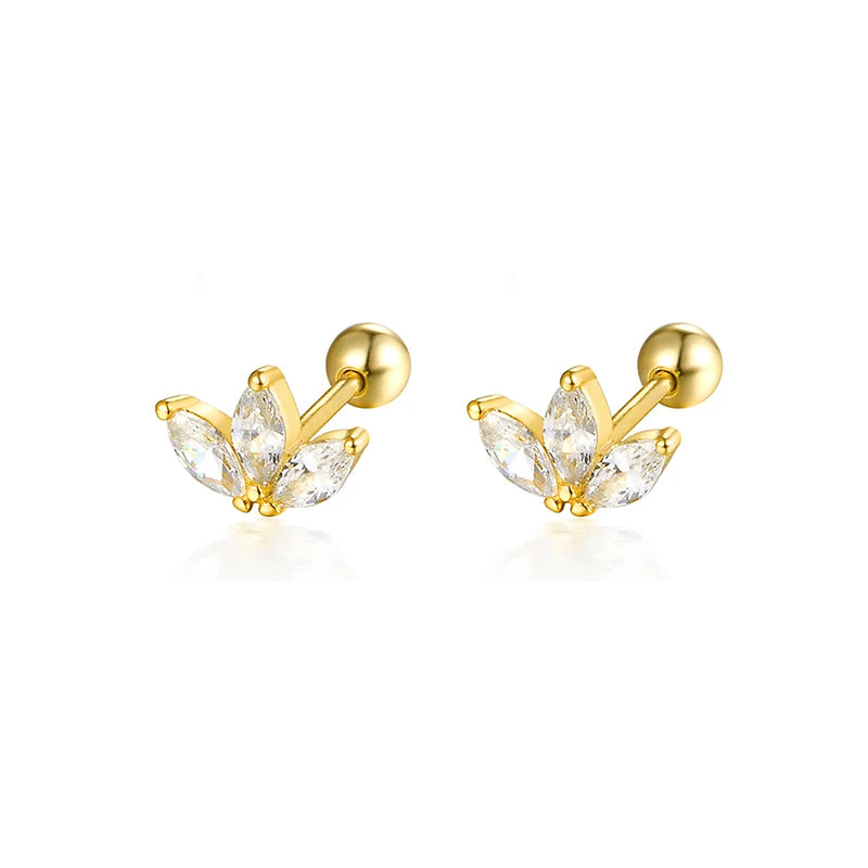 925 Sterling Silver Fashion Love Butterfly Romantic Star Crown Screw Stud Earrings for Women Ear Bone Piercing Jewelry