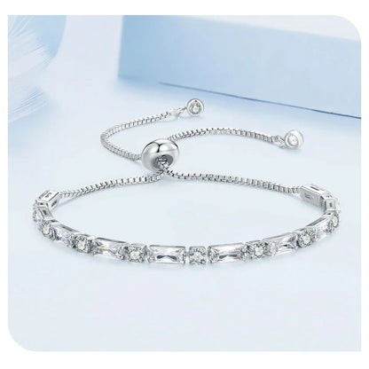 Luxury Square Zircon Adjustable Bracelet Sparkling Zirconia Chain Link for Men Women Birthday Gift Crystal Fine Jewelry