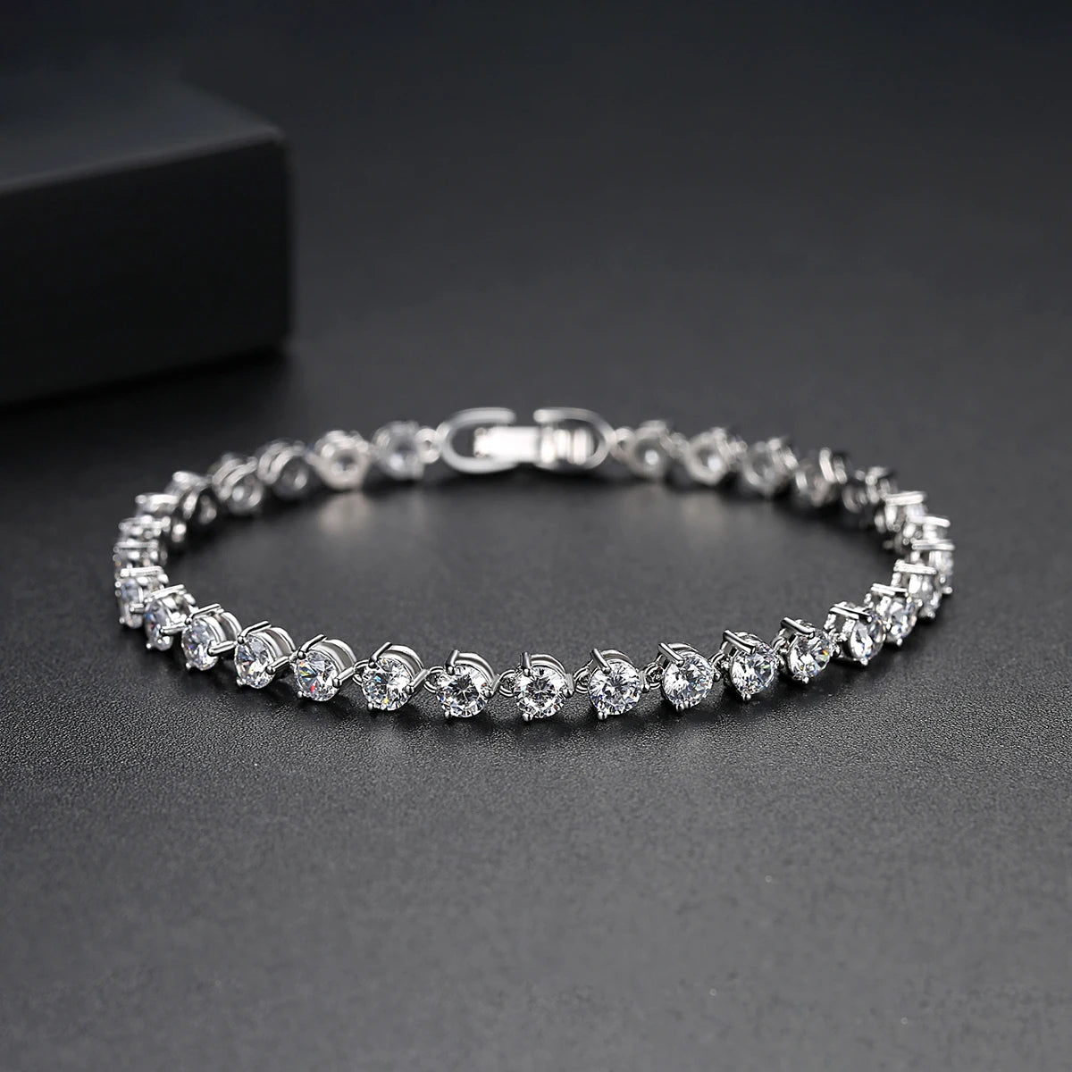 Silver Color 3 Prong Round Cubic Zirconia Necklace Earring Bridal Jewelry Set Simple Design Bride Wedding Accessories