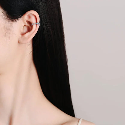 Full Moissanite Clip Earrings Women Luxury Quality Hip Hop Party S925 Sterling Silver with White Gold Plated Hoop Earring