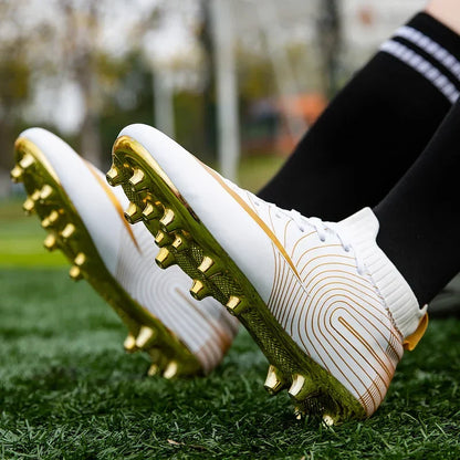 Professional Men Ankle Football Boots Outdoor Grass Cleats Unisex Soccer Shoes Long Spikes Tf Football Shoes Chuteira Society