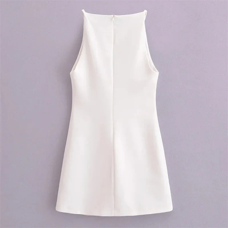 White Mini Dress Woman Sleeveless Summer Short Dresses For Women 2025 Off Shoulder Black Sexy Dress Evening Party Dresses