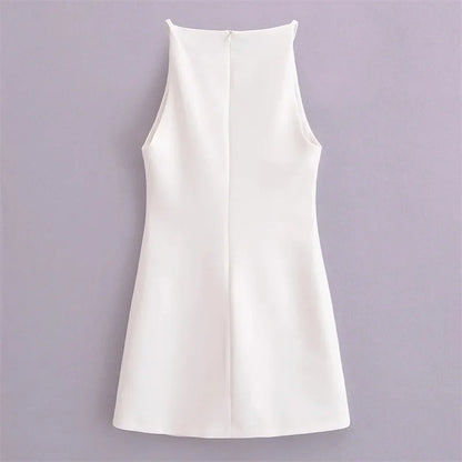 White Mini Dress Woman Sleeveless Summer Short Dresses For Women 2025 Off Shoulder Black Sexy Dress Evening Party Dresses