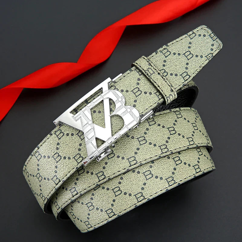 Real leather luxury automatic buckle men belt fashion trend business belt men and women's universal jeans versatile belt for men