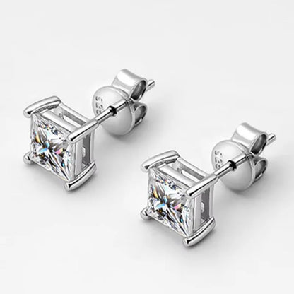 D VVS1 Emerald Cut Moissanite Earring s925 Sterling Sliver Plated with 18k White Gold Earrings for Women Fine Jewelry