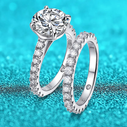 18k Plated 0.6-4.2CT All Moissanite Rings for Women Sparkly Luxury Wedding Diamond Band 100% 925 Sterling Silver Jewelry