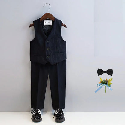 Children Black Piano Suit Kids Wedding Party Photograph Suit Flower Boys Tuxedo Dress Newborn Baby 1 Year Birthday Costume
