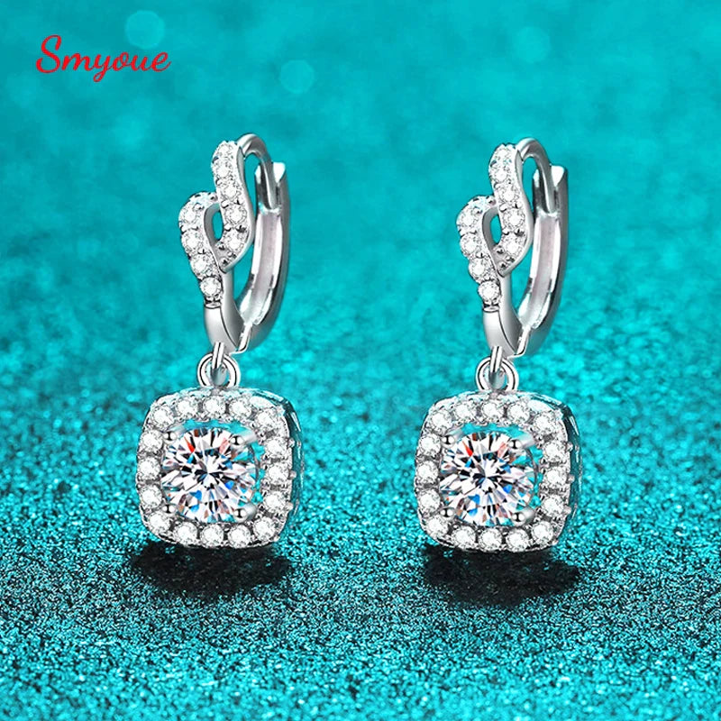 White Gold 1ct D Color Moissanite Drop Earring for Women Create Diamond Wedding Jewelry S925 Sterling Silver Earring