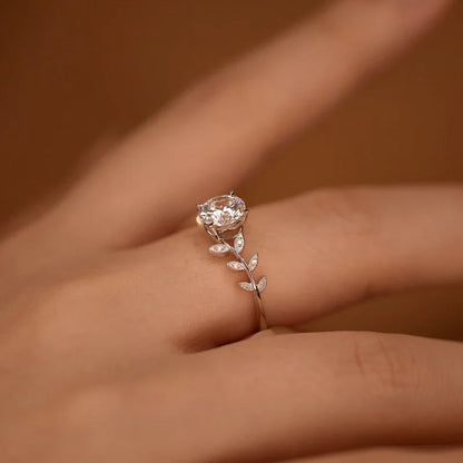 1CT Moissanite Diamond Rings Wedding Band for Women 925 Sterling Silver with Plated White Gold Bands Engagement Ring