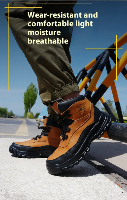 New fashion high-top anti-smashing and anti-puncture safety shoes steel toe toe wear-resistant work shoes men's protective shoes