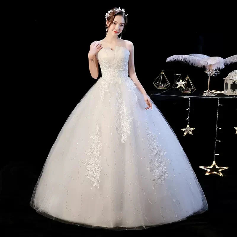 Wedding Dress Wholesale Lace up Embroidery Bride Marriage Dresses White Ball Gown Factory Christmas Carnival Plus Size