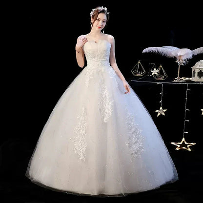 Wedding Dress Wholesale Lace up Embroidery Bride Marriage Dresses White Ball Gown Factory Christmas Carnival Plus Size