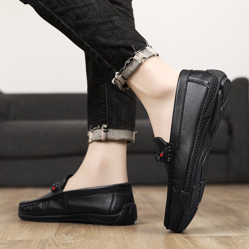 Fashion Leather Men Casual Shoes Slip on Formal Loafers Luxury Brand Comfortable Men Italian Soft Male Driving Shoes