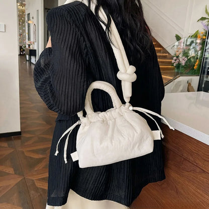 Women's Casual Single-shoulder Bag Large Capacity Nylon Backpack Women's Down Cotton Winter Tote Bag Portable Makeup Handbag