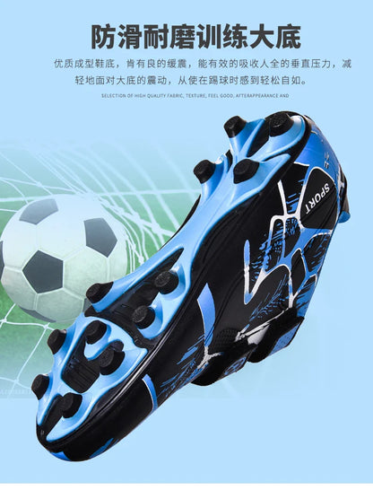 Kids Soccer Shoes HOOK&LOOP Football Sports Shoes Boy Outdoor Non-Slip Training Shoes Child Lightweight Children's Soccer Cleats