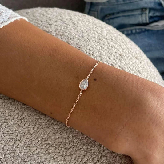 1/2CT Certified D VVS1 Waterdrop Solitaire Moissanite Bracelet S925 Silver Bezel Set Pear Cut Lab Diamond Wrist Chain for Women