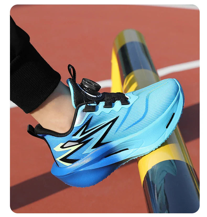 Children‘s Basketball Shoes Non-slip Breathable Sports Training Shoes Outdoor Lace-up Boys Girls Knit Jogging Shoes Gym Sneakers